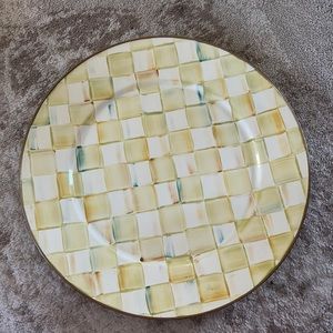 MacKenzie-Childs Parchment Check Enamel Christmas Serving Platter 16” No